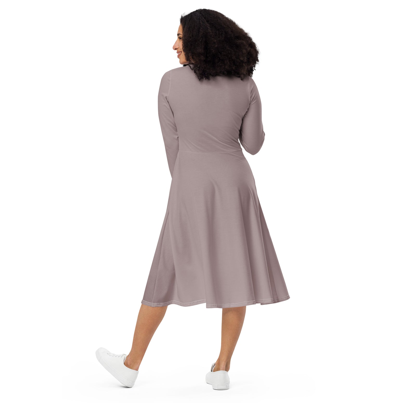 Long sleeve midi dress Tan