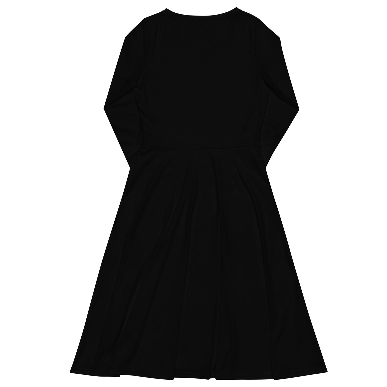 Black long sleeve midi dress - small print