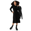 Black long sleeve midi dress - small print