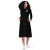 Black long sleeve midi dress - small print