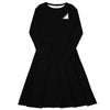 Black long sleeve midi dress - small print