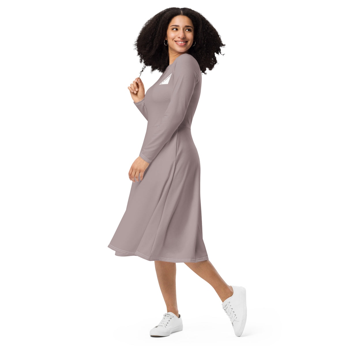 Long sleeve midi dress Tan
