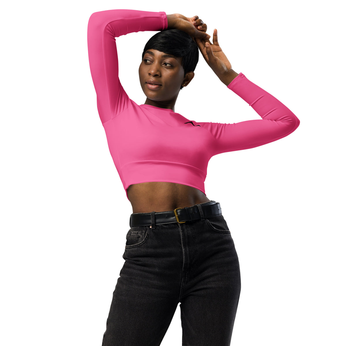 Recycled long-sleeve crop top - Deep Rose