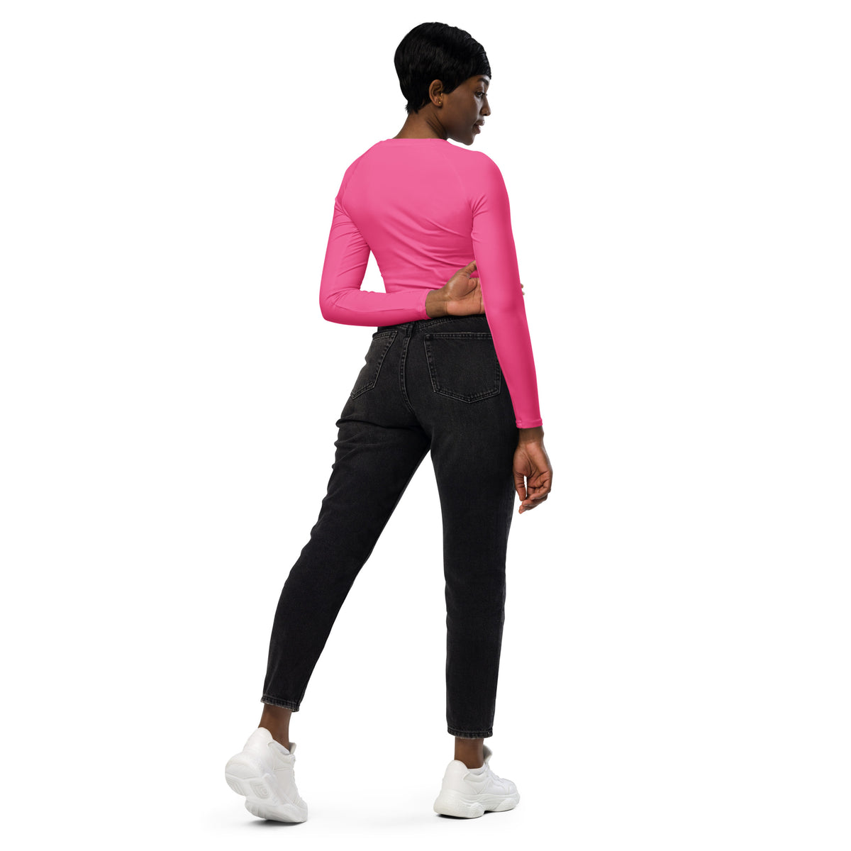 Recycled long-sleeve crop top - Deep Rose
