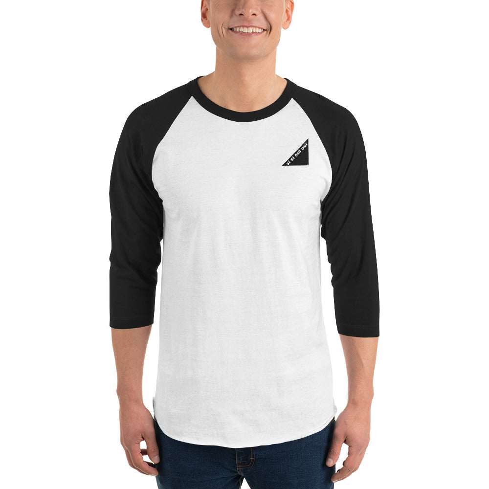 Unisex White 3/4 sleeve raglan shirt