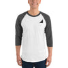 Unisex White 3/4 sleeve raglan shirt