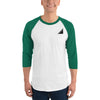 Unisex White 3/4 sleeve raglan shirt